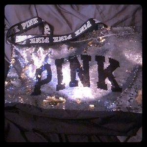 PINK sequin overnight bag